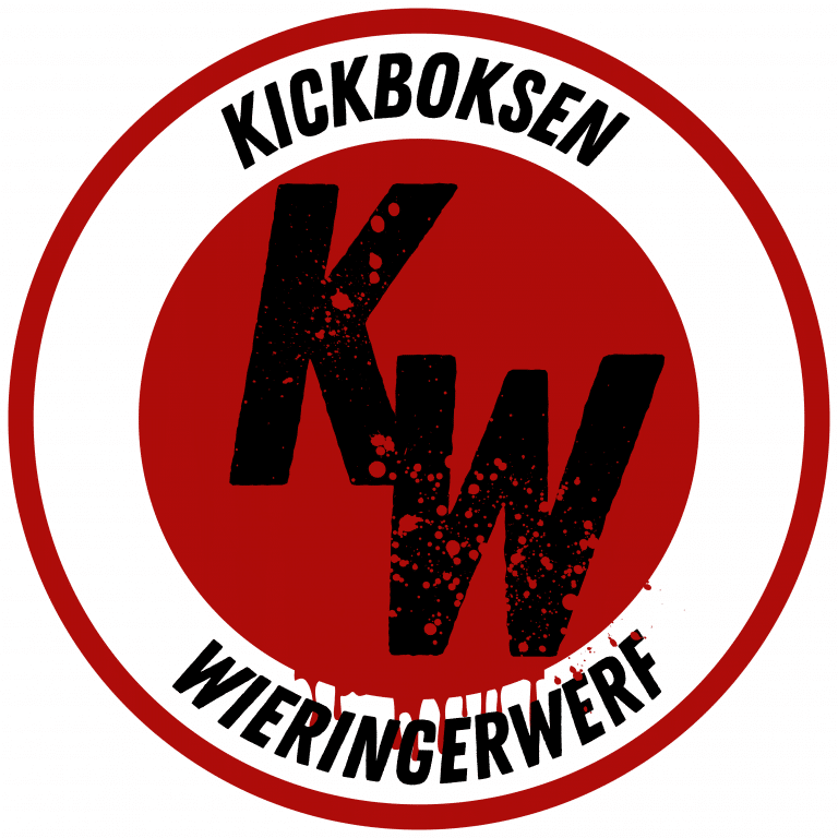 logo Kickboksen Wieringerwerf. Rondje bestaande uit3 cirkels. Middelste cirkel is rood met daarin de letters KW. Daaromheen een witte cirkel met daarin de tekst kickboksen Wieringerwerf. De buitenste cirkel is rood.