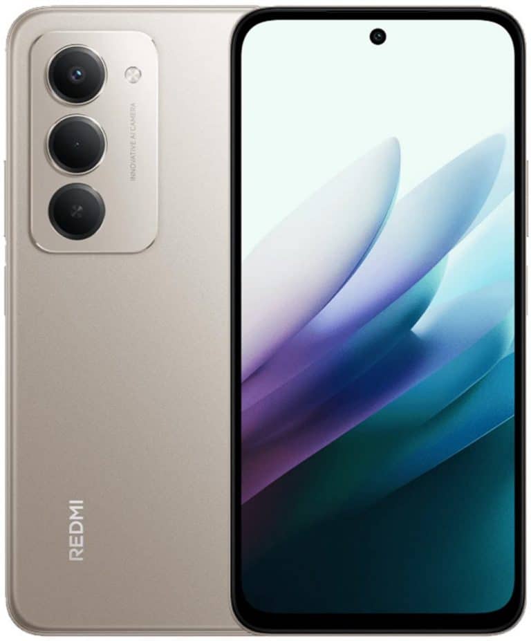 Afbeelding van een grijze mobiele telefoon van het merk REDMI