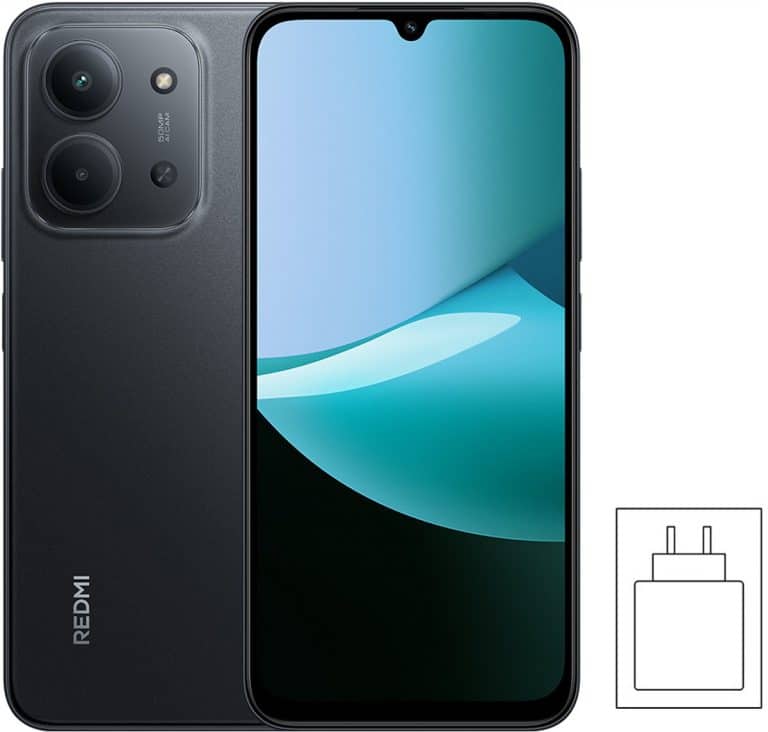 Afbeelding van een zwarte mobiele telefoon van het merk REDMI