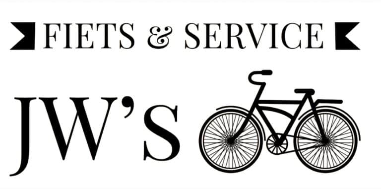 Logo van JW’s Fiets & Service met de bedrijfsnaam en een afbeelding van een fiets.